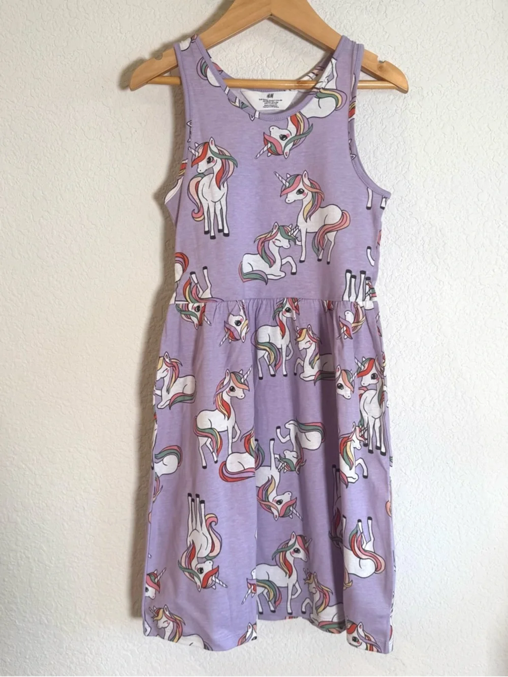H&M • Lavender Cotton Colorful Magic Unicorn Print Lightweight Flowy Tank Dress